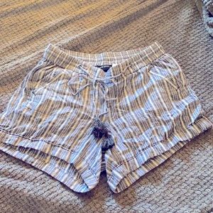 Lane Bryant Navy Striped Linen Rayon Shorts